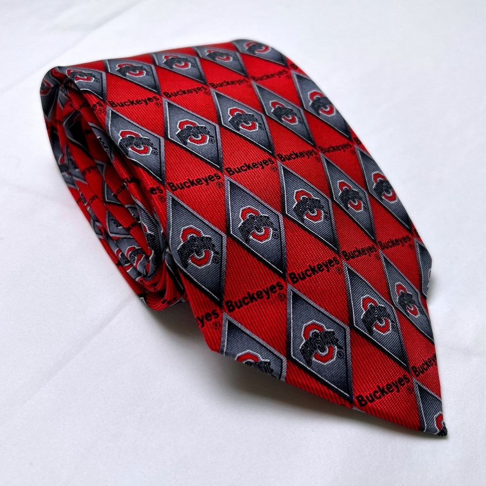 Larson Mens Ohio State Buckeyes NCAA Silk Diamond Logo Necktie 57" Red OSU Sport